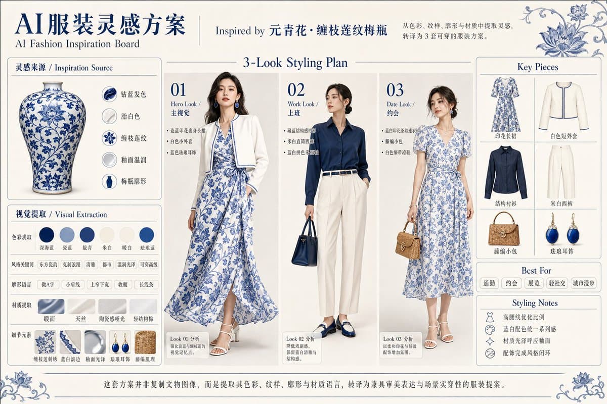 Blue Porcelain Fashion Inspiration Board preview image 1