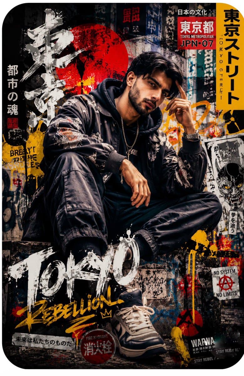 Japanese Graffiti Portrait Poster preview image 1