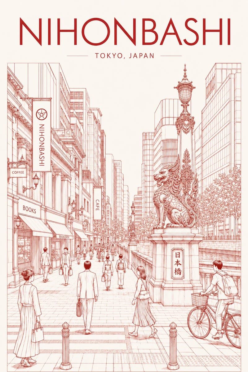 Nihonbashi Red Line Travel Poster preview image 1