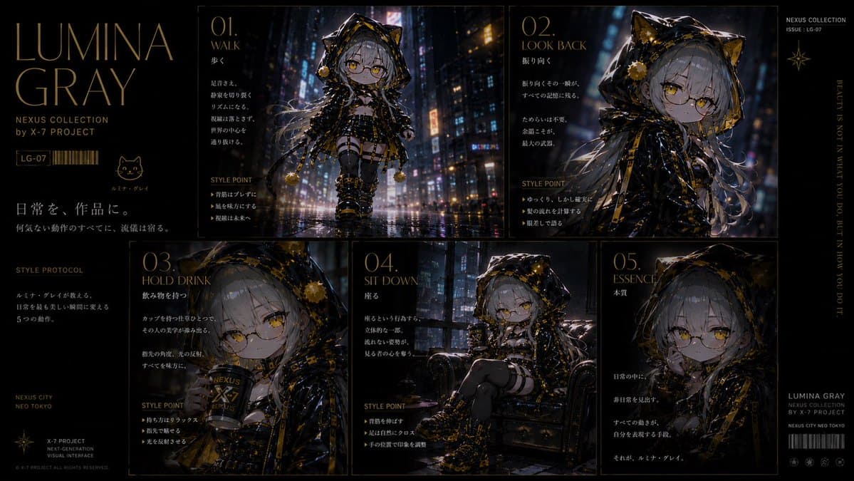 Lumina Gray Cyberpunk Fashion Editorial preview image 2