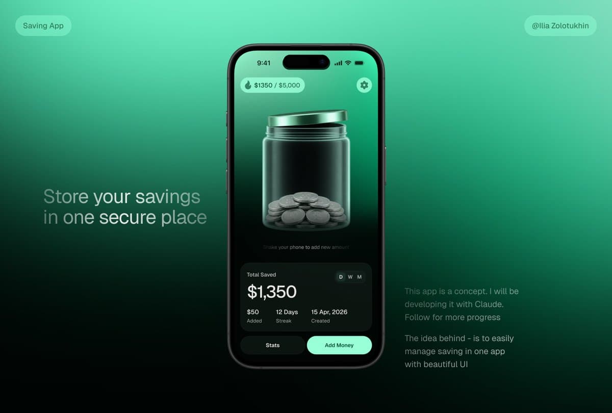 3D Savings App Jar UI Mockup preview image 1
