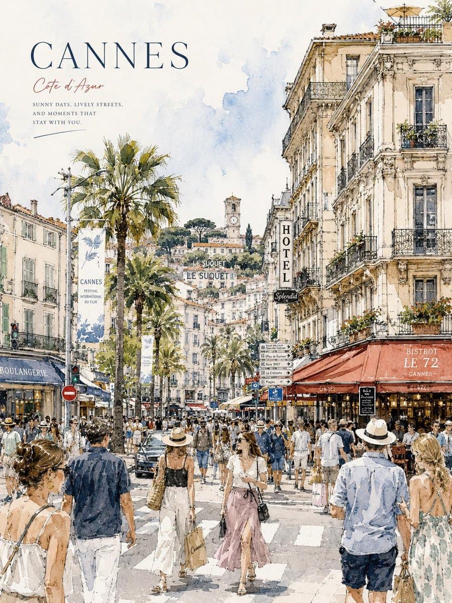 Watercolor Urban Travel Poster preview image 3