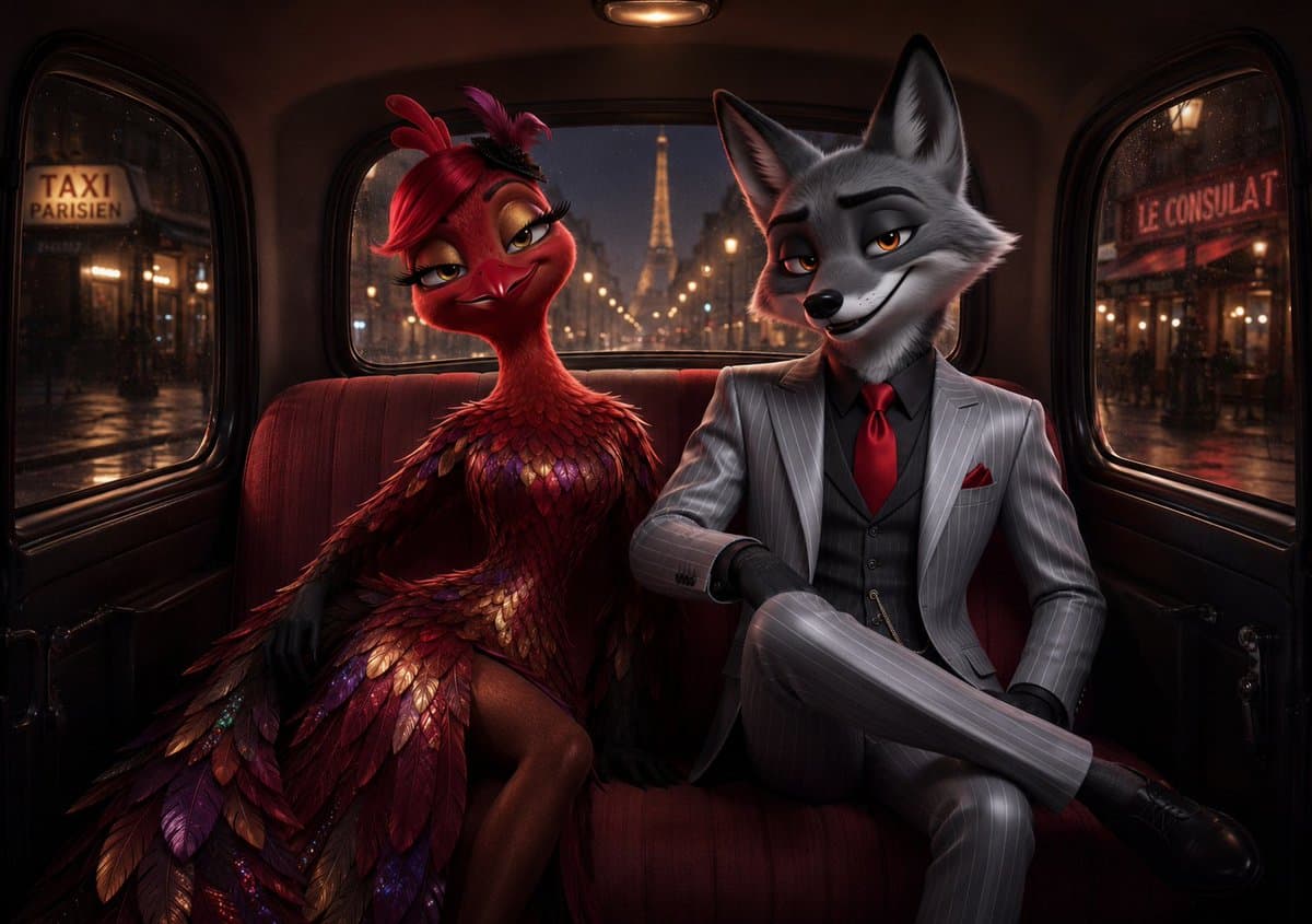 Noir Paris Taxi Anthro Couple preview image 1