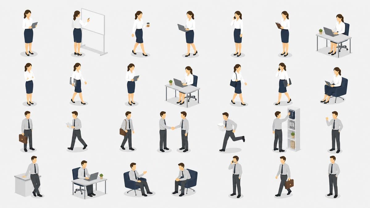 Isometric Office Worker Asset Sheet preview image 1