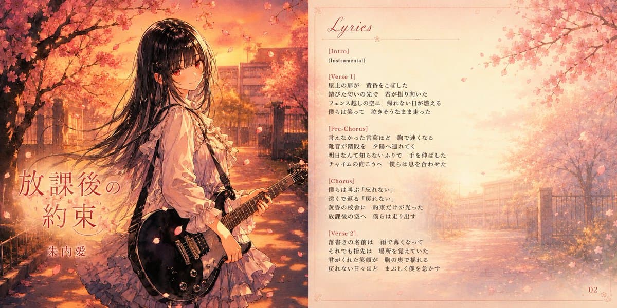 Anime Cherry Blossom Rock Album Cover preview image 2