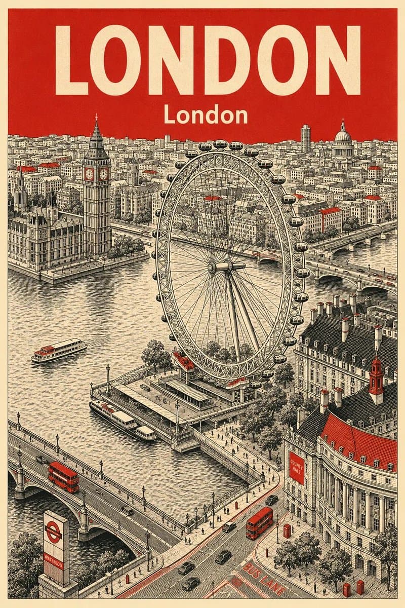 Vintage Travel Poster Illustration preview image 1