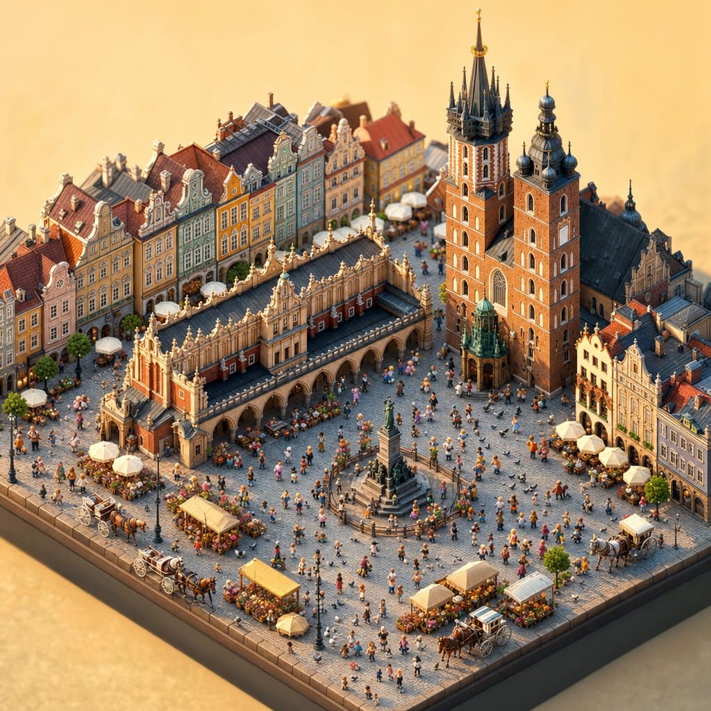 Isometric Krakow Market Square Diorama preview image 1
