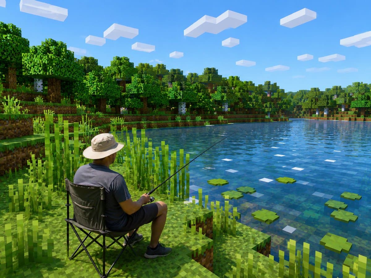 Realistic Fisherman in Minecraft Lake preview image 1