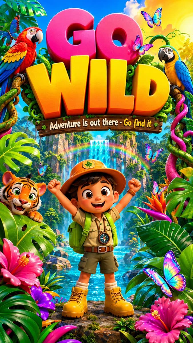 3D Jungle Adventure Poster preview image 1