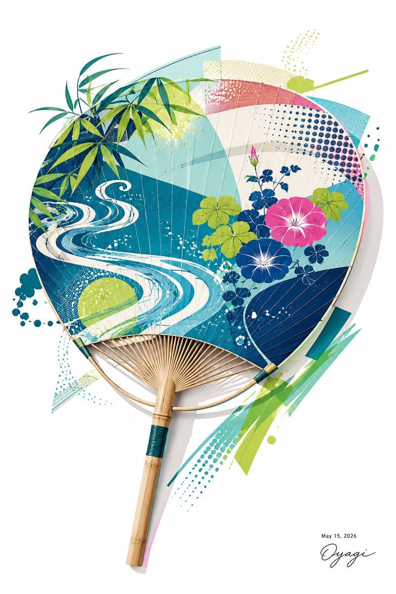 Stylish Japanese Summer Fan Illustration preview image 1