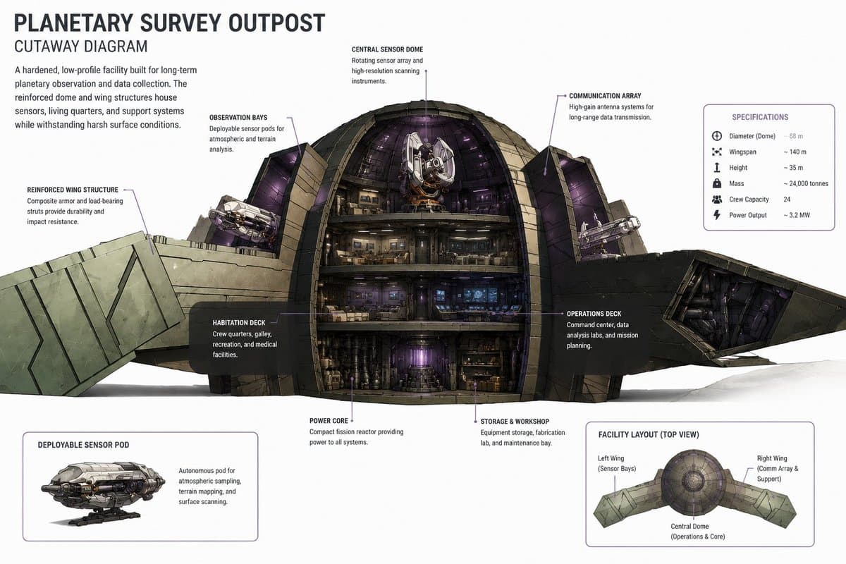 Planetary Survey Outpost Cutaway preview image 1
