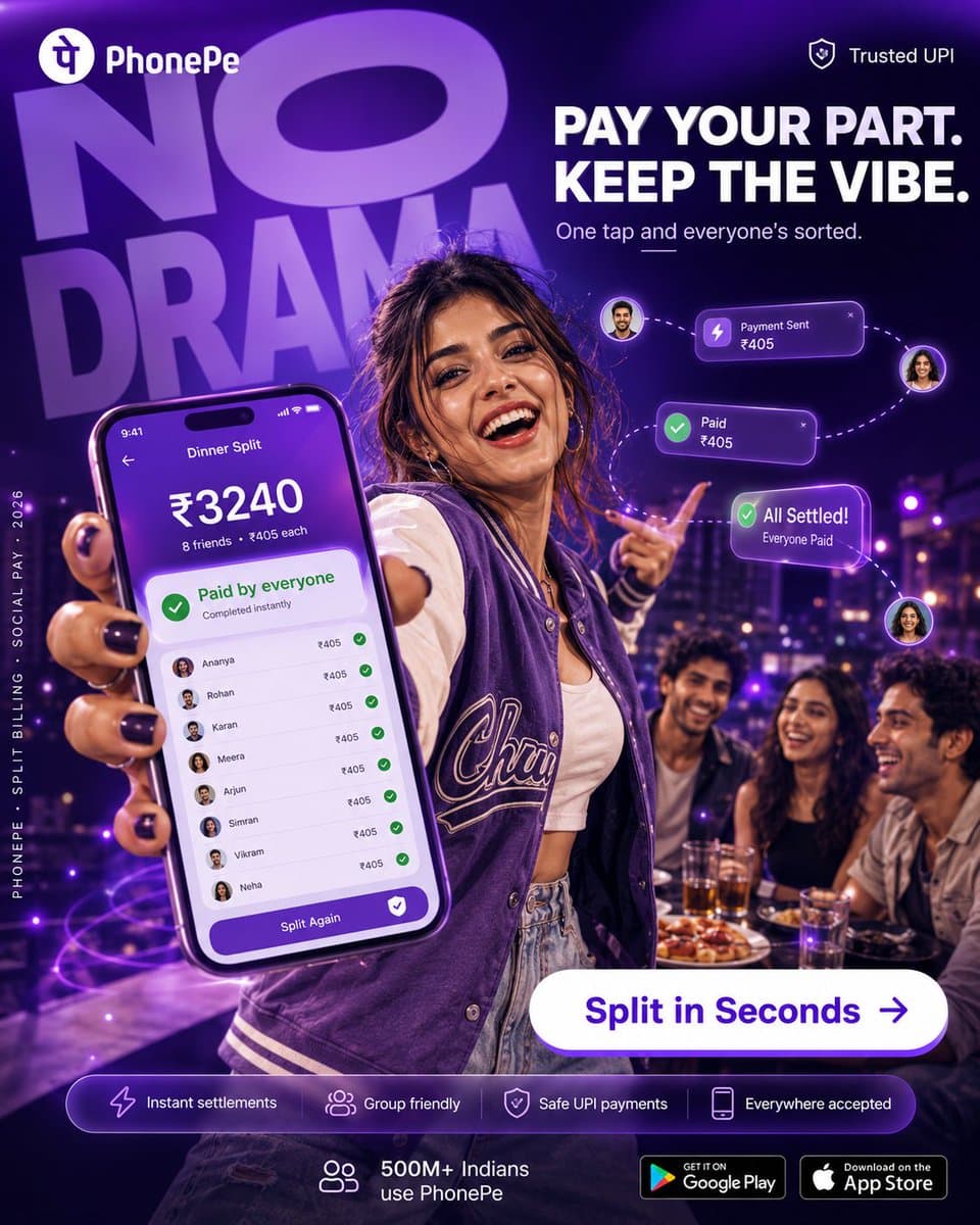 PhonePe Split Billing Party Ad preview image 1