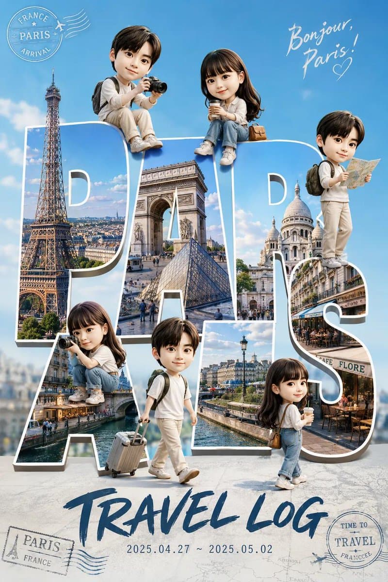 Chibi Travel Vlog Poster Design preview image 2
