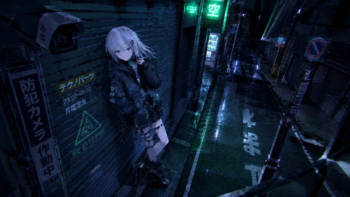 Cyberpunk Low-Poly Rainy Street preview image 2