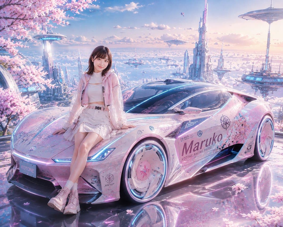 Futuristic Sakura Itasha Supercar preview image 2