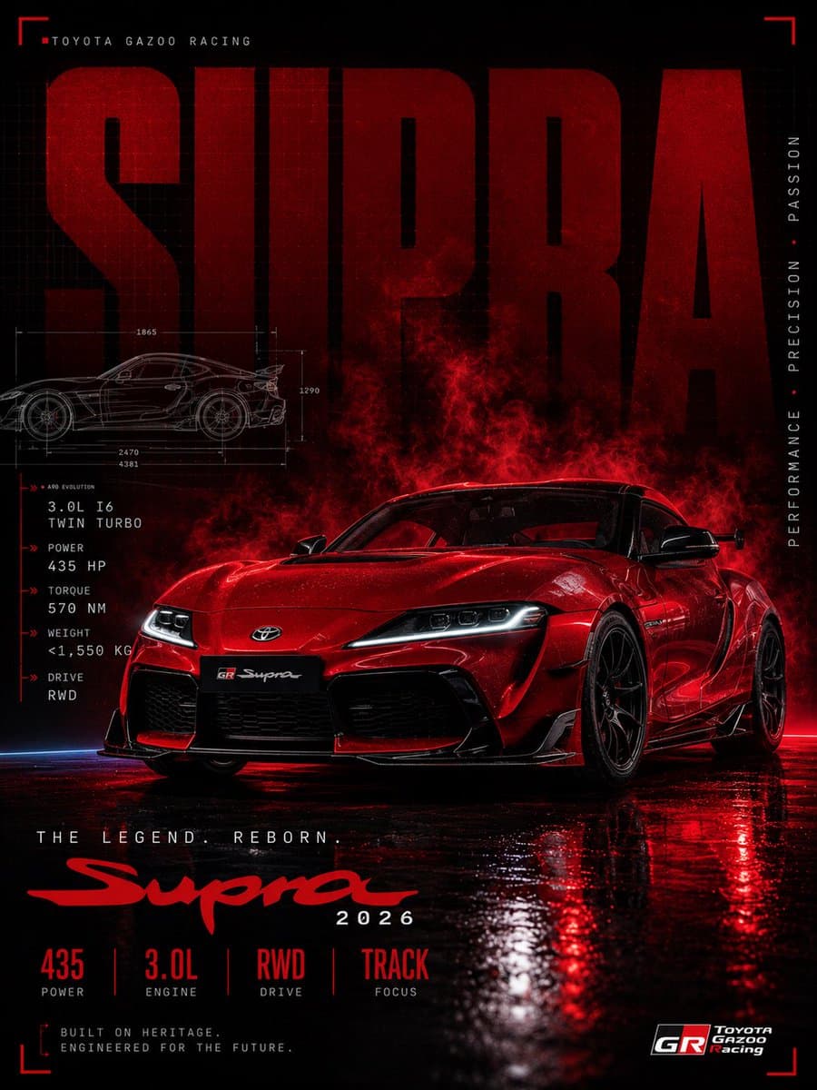 Red Toyota GR Supra Motorsport Poster preview image 1