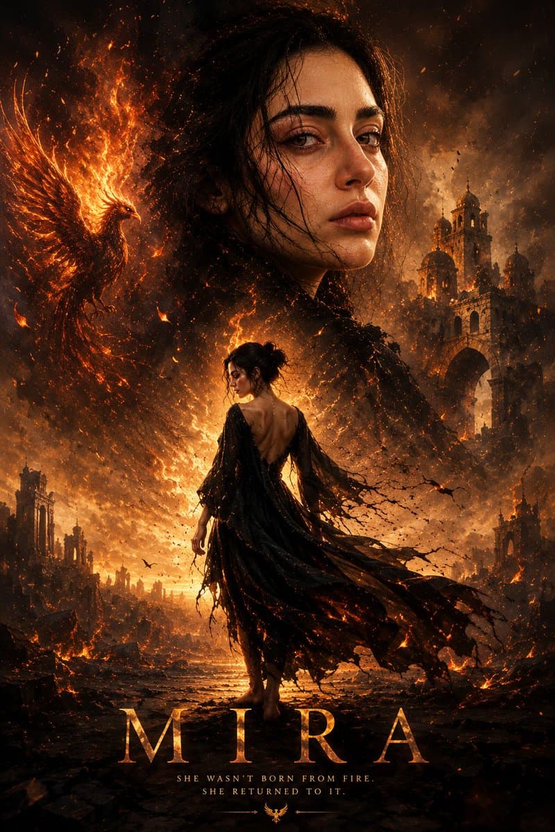 Cinematic Mira Poster Fire Rebirth preview image 1