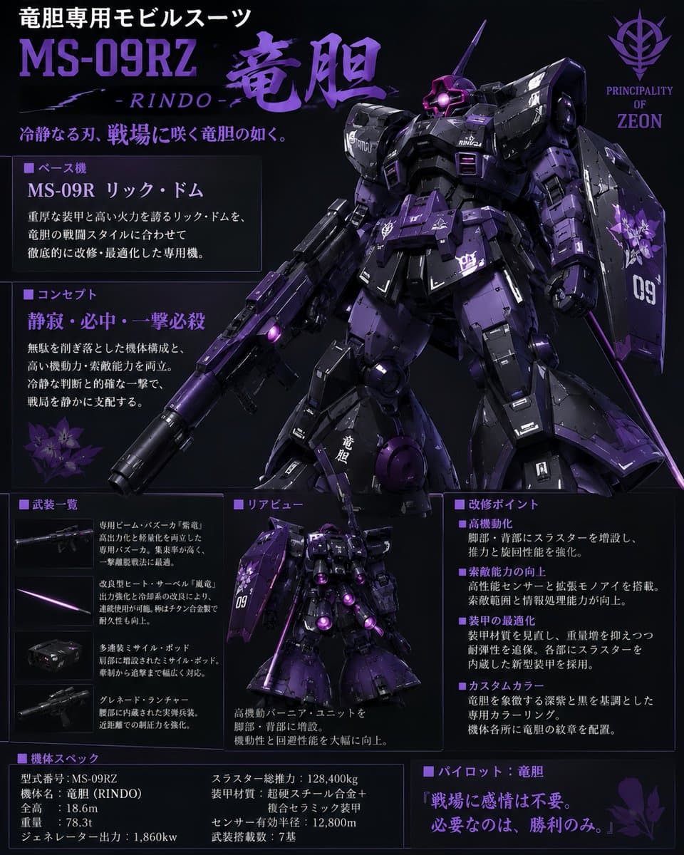 Custom Zeon Mobile Suit Overhaul preview image 1