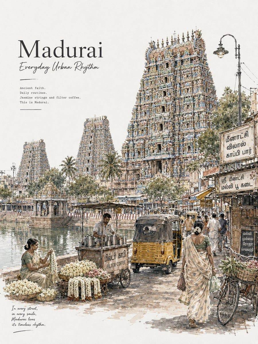Chennai Watercolor Travel Poster preview image 3