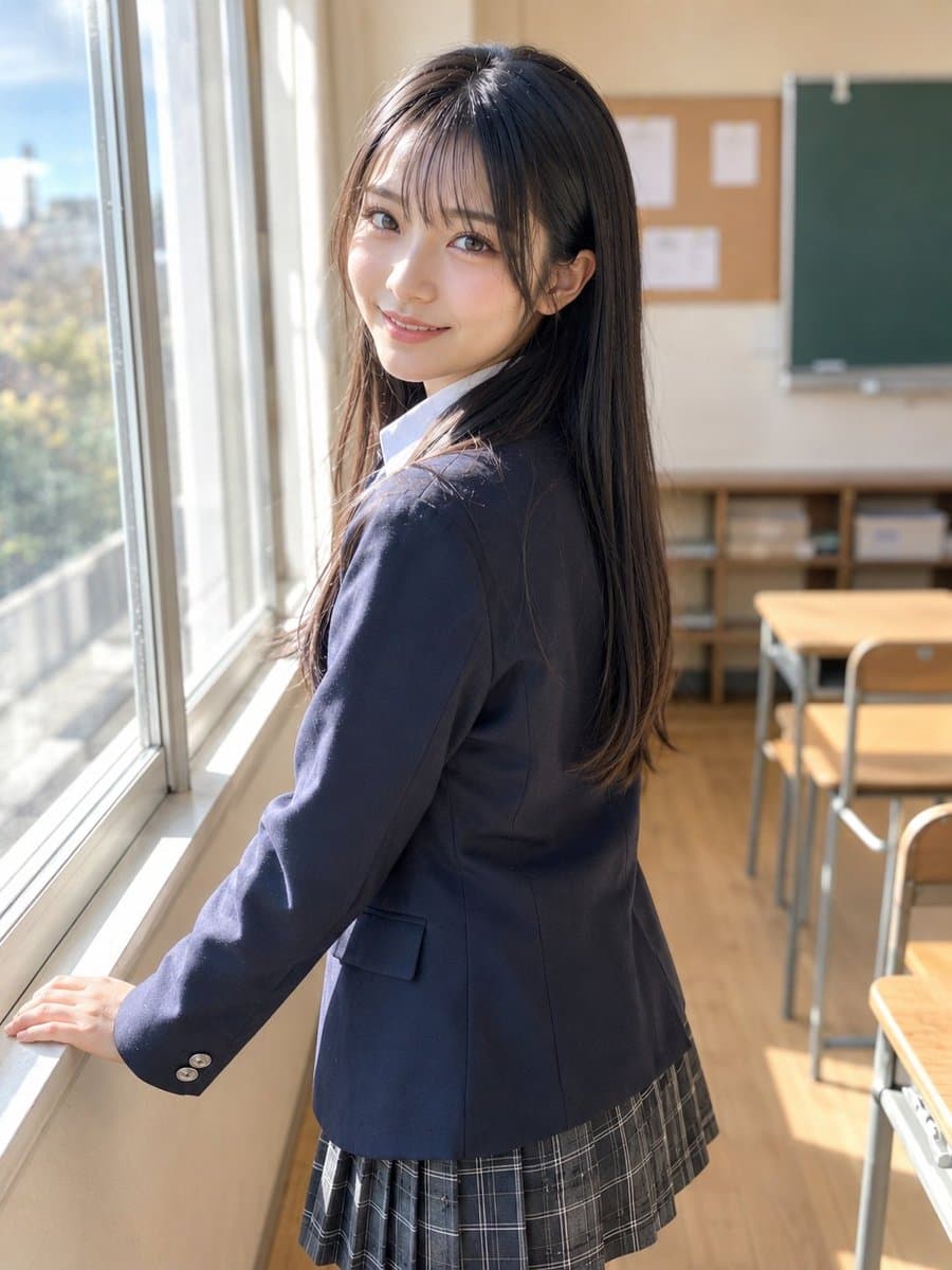Anonymized Schoolgirl by Classroom Window preview image 1