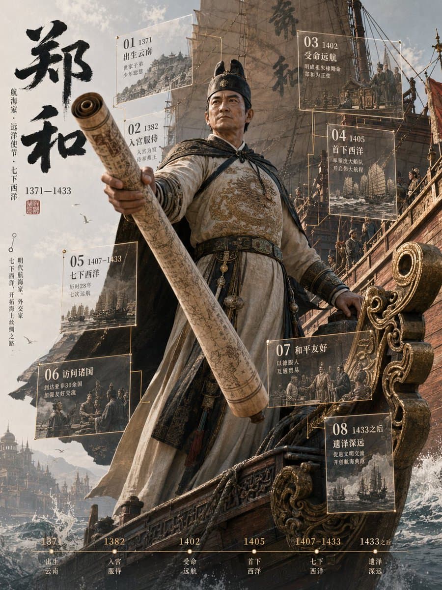 Zheng He 3D Historical Archive Poster preview image 1