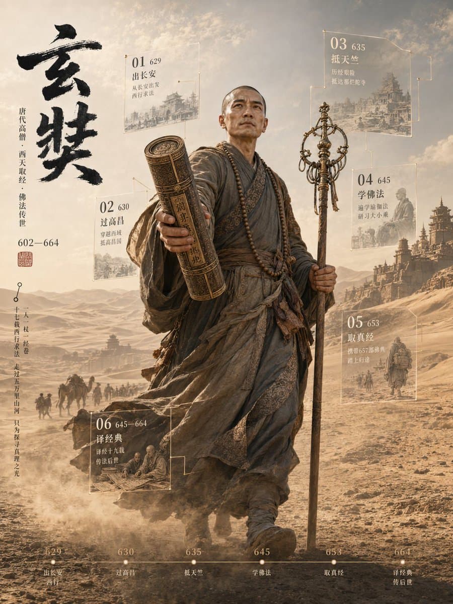 3D Xuanzang Historical Archive Poster preview image 1