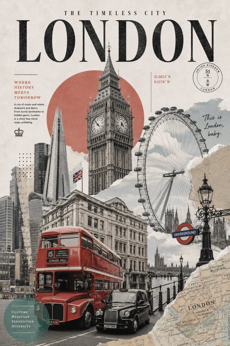 Retro Inspired Travel Collage Poster preview image 2