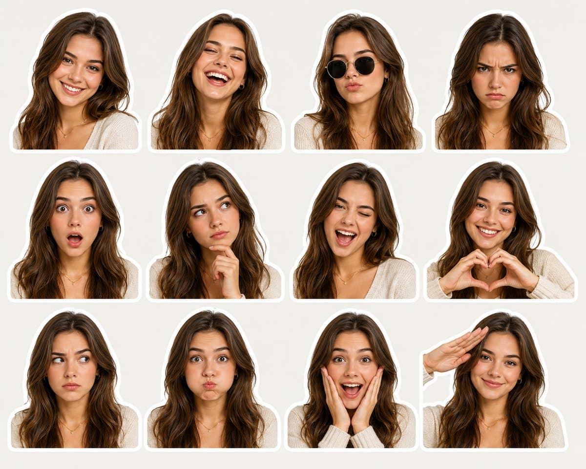 Expressive Woman Emoji Sticker Pack preview image 1