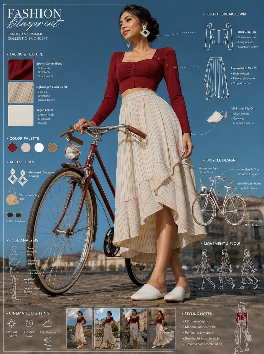 Vintage Bicycle Fashion Blueprint Sheet preview image 1