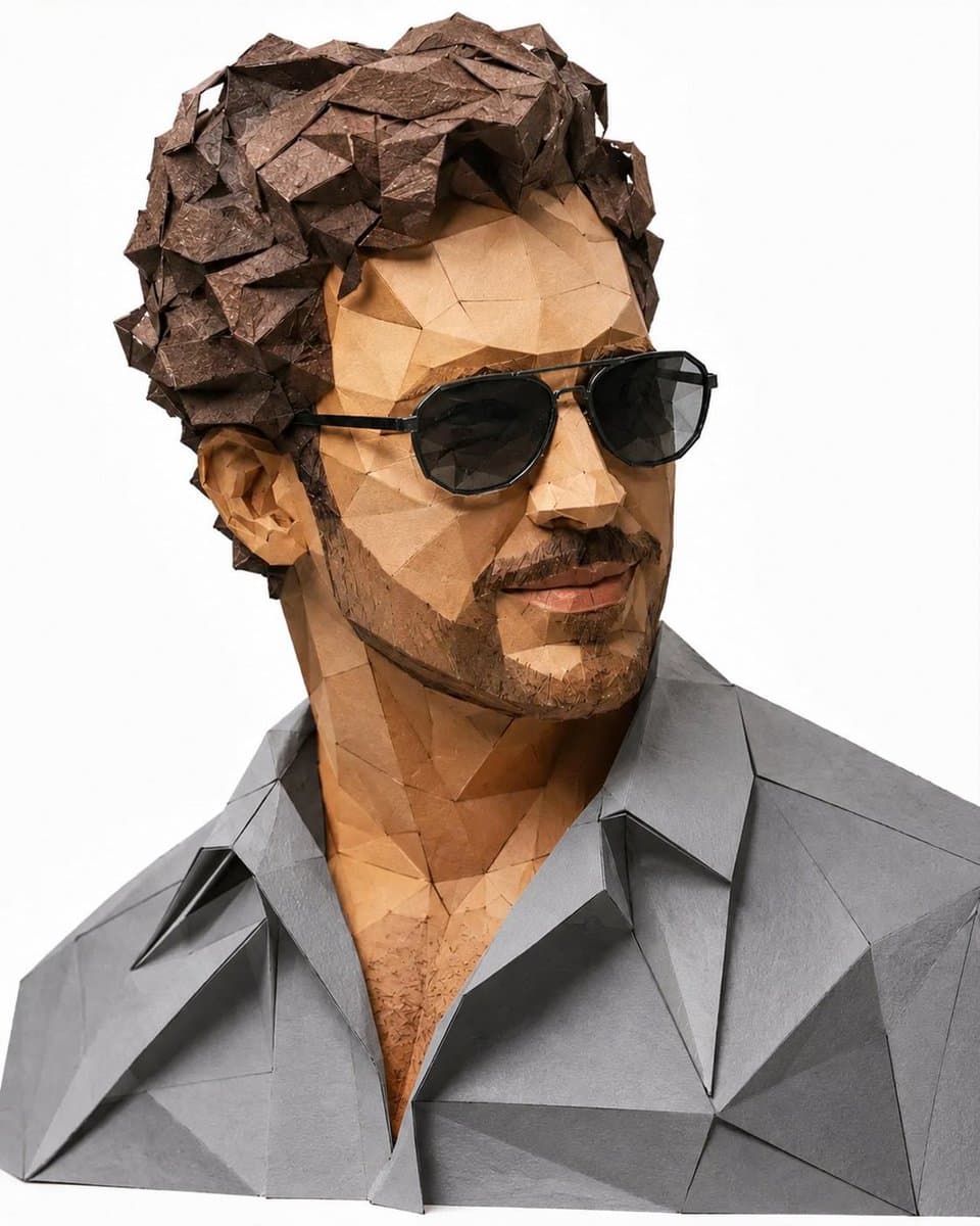 Low-Poly Origami Papercraft Portrait preview image 2