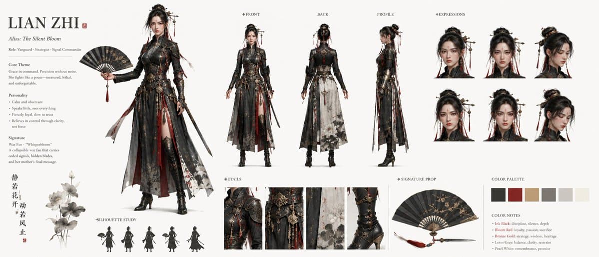 Lian Zhi Dark Fantasy Character Sheet preview image 1