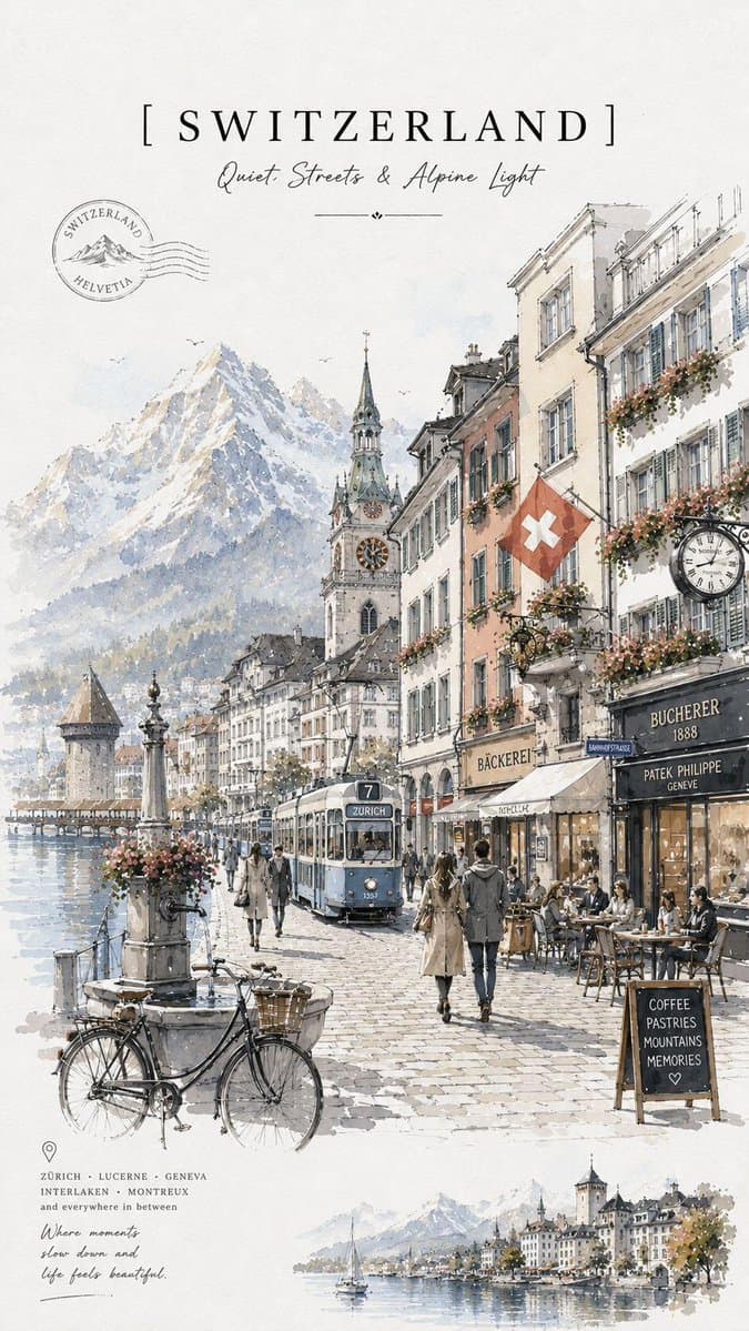 Vintage Watercolor Travel Posters preview image 1