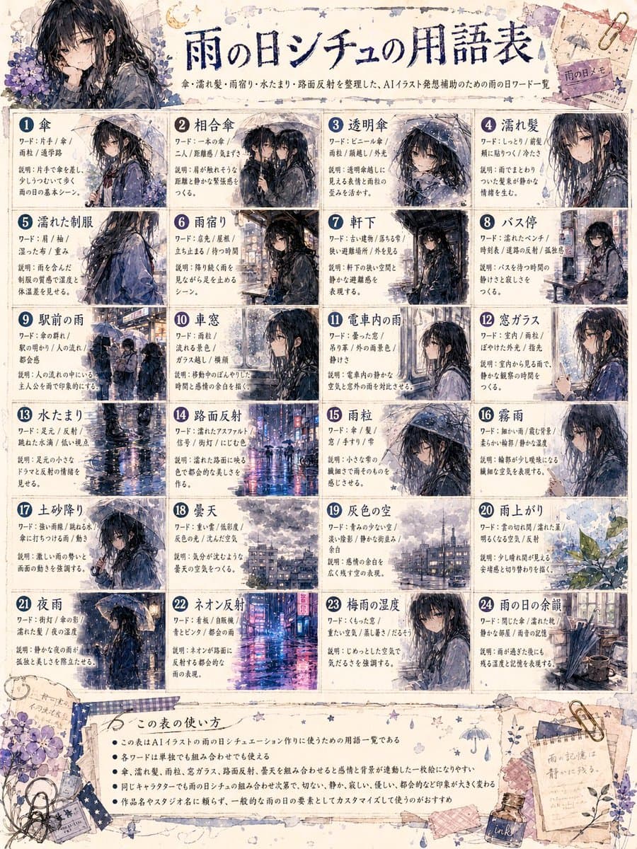 Rainy Day Anime Vocabulary Sheet preview image 1