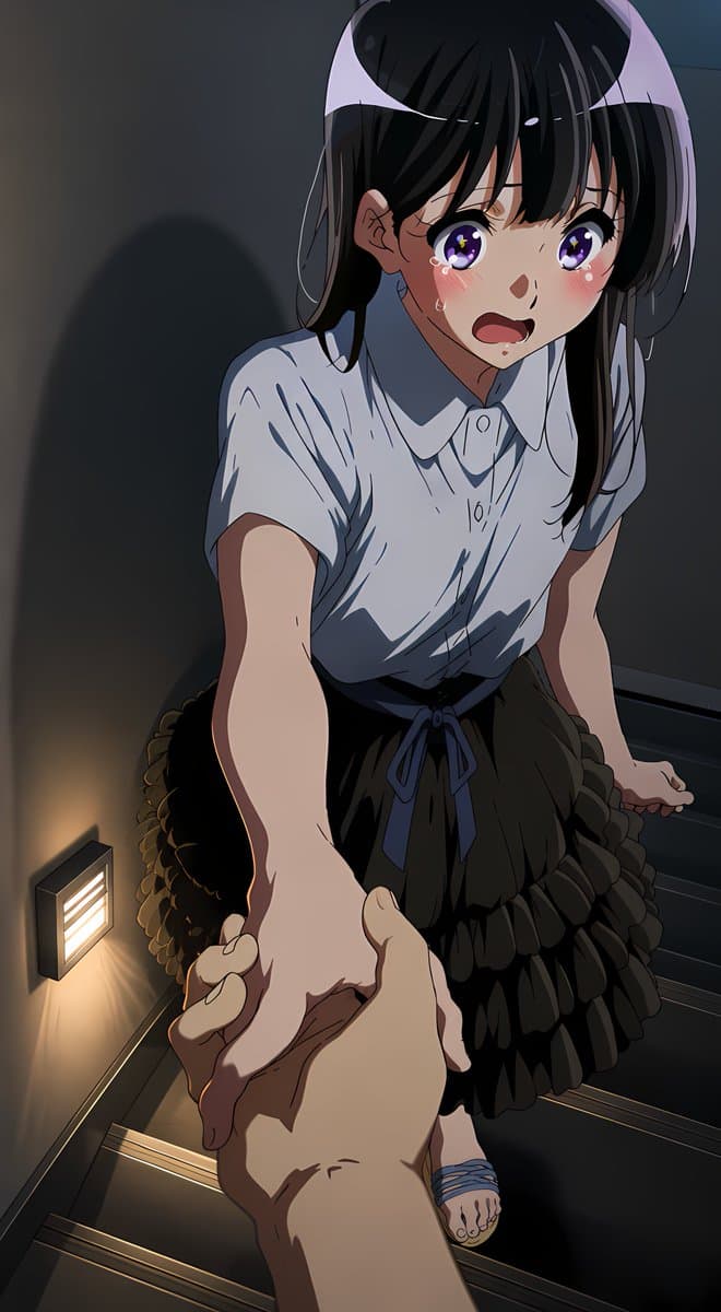 Anime Girl in Emergency Stairwell preview image 4