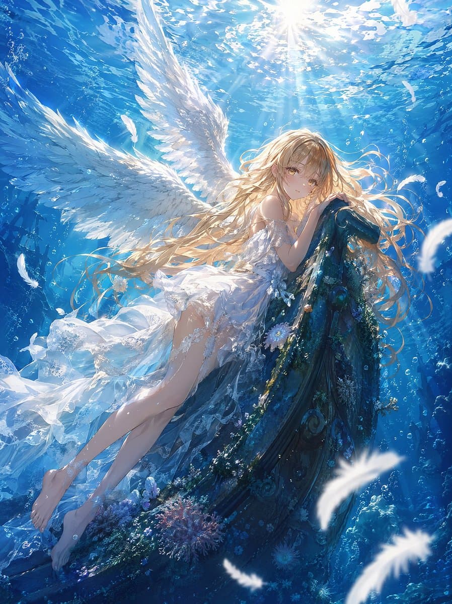 Underwater Angel Fantasy Illustration preview image 1