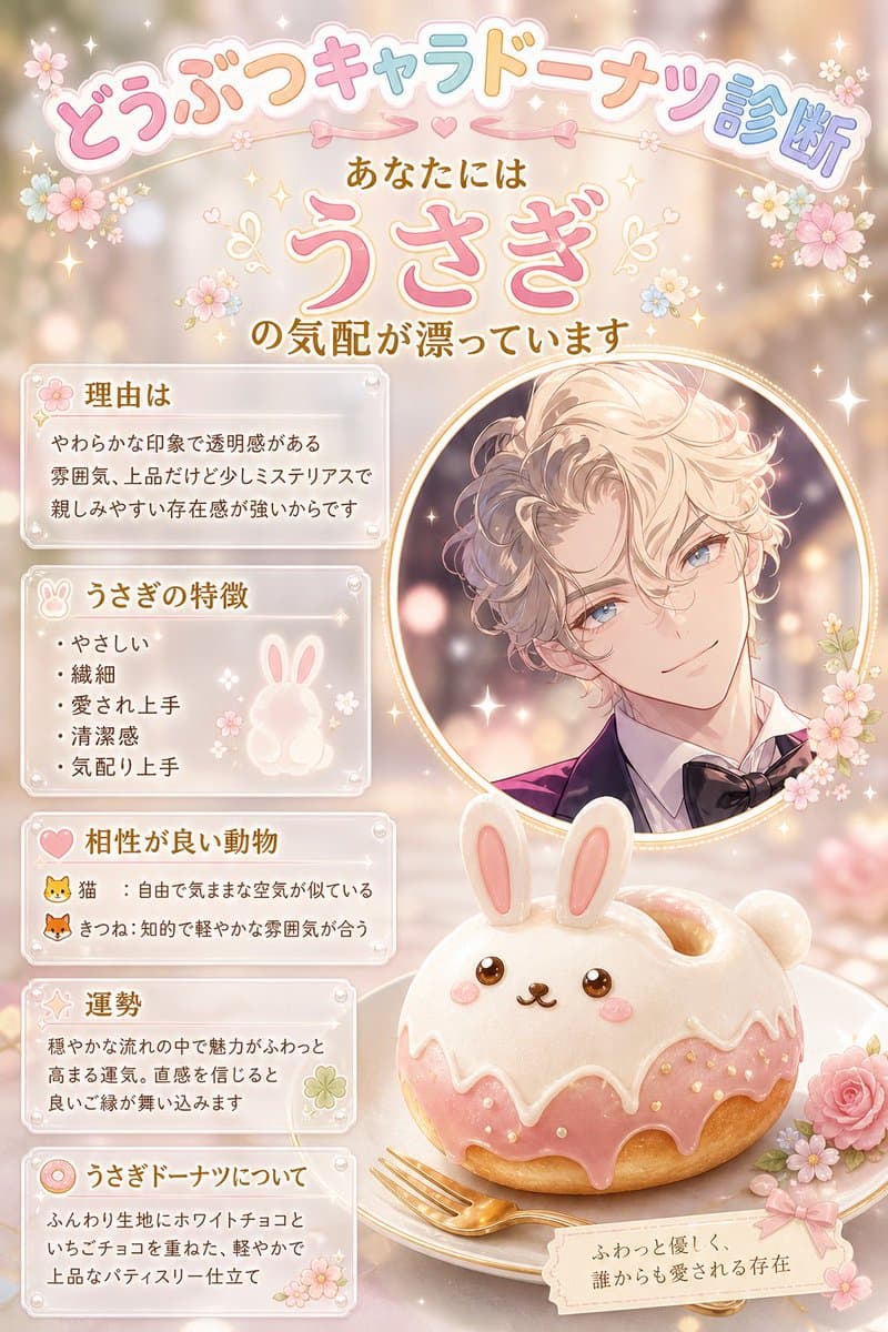 Kawaii Wolf Donut Diagnosis Poster preview image 2