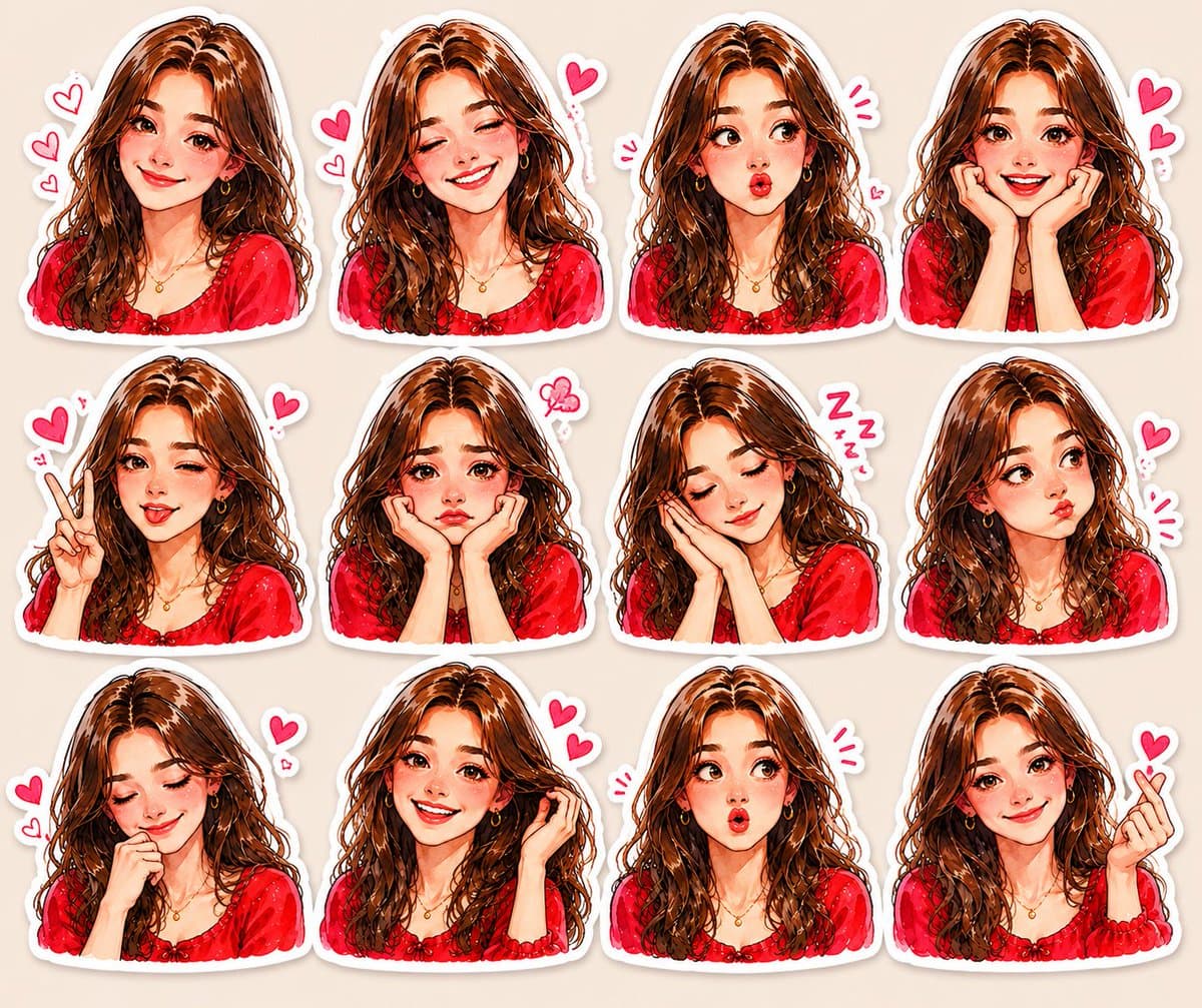 Kawaii Anime Sticker Sheet preview image 1