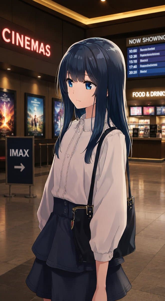 Anime Girl in Cinema Lobby preview image 1