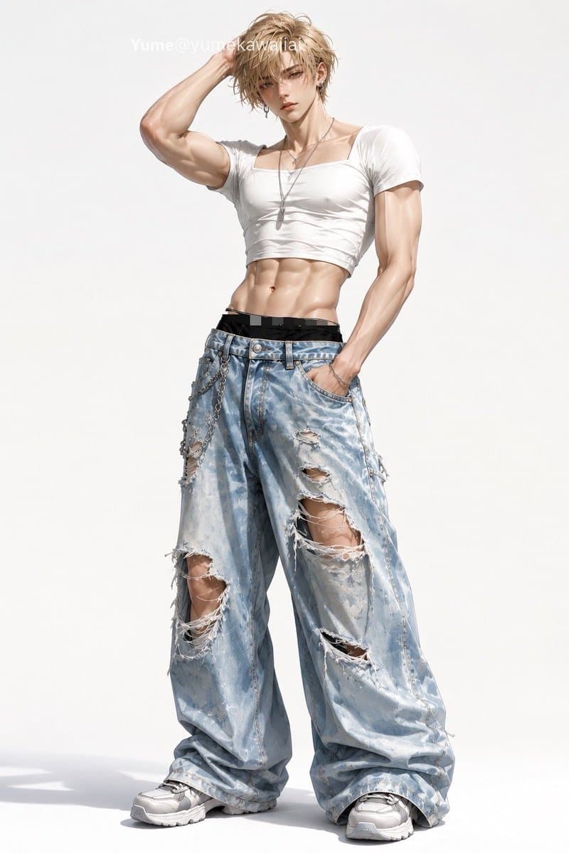 Y2K Anime Streetwear Model preview image 2