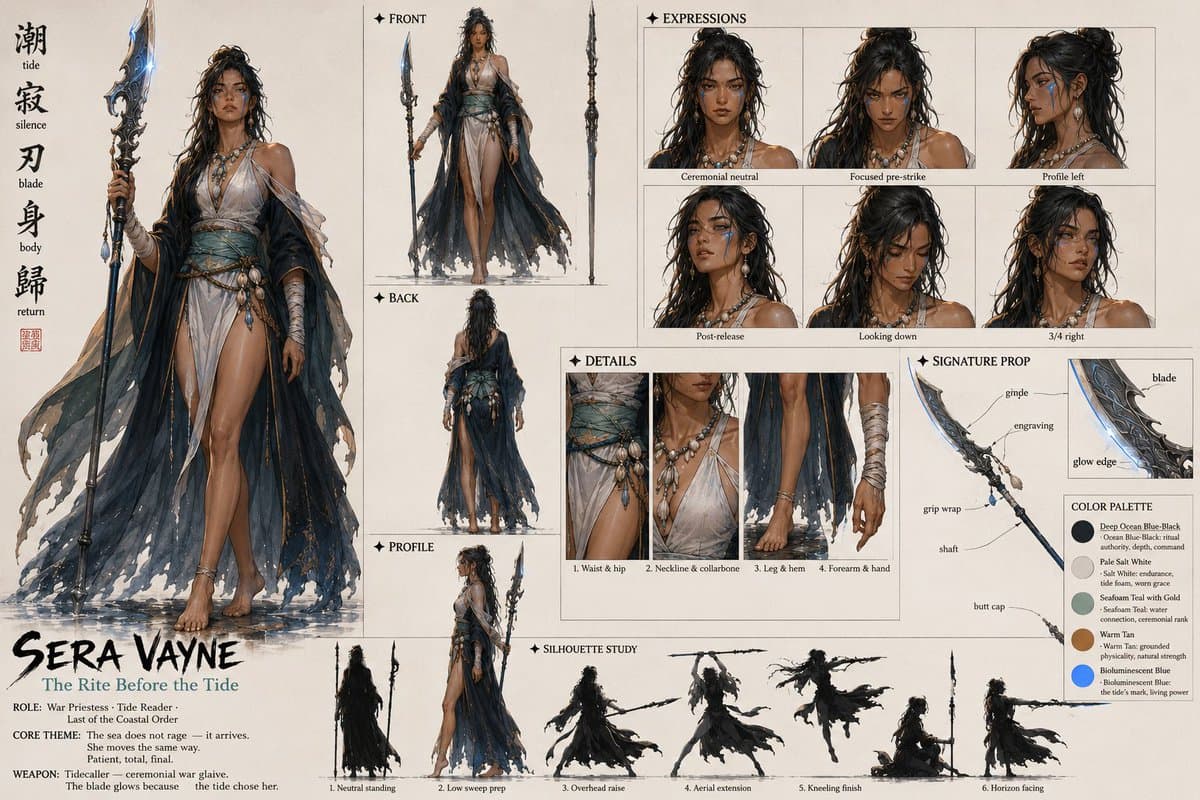 Fantasy Tide Priestess Character Sheet preview image 1