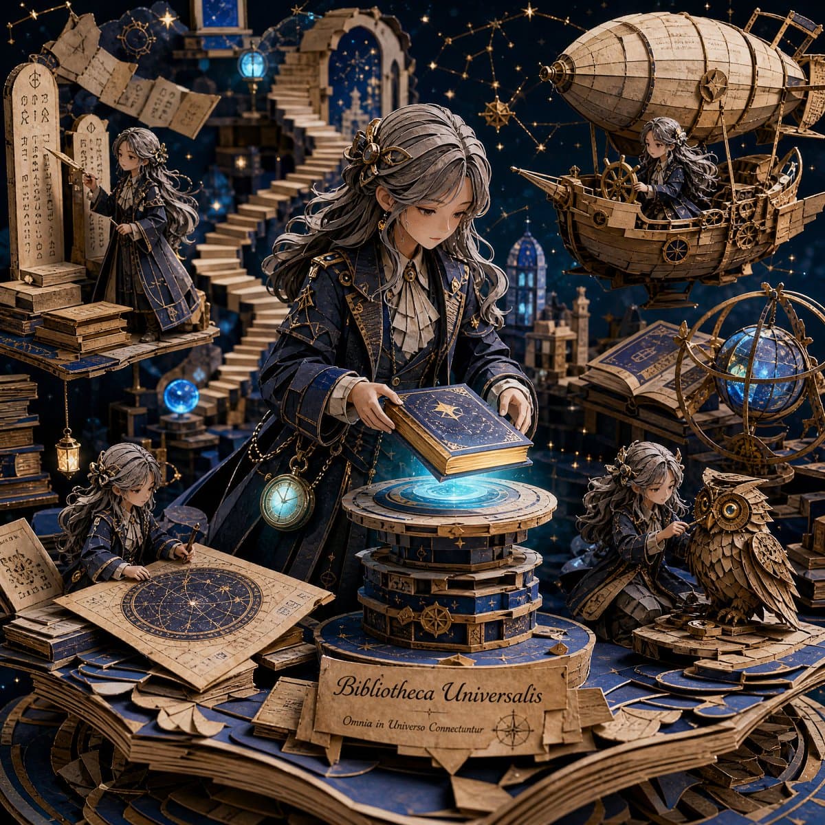 3D Papercraft Cosmic Library Diorama preview image 1