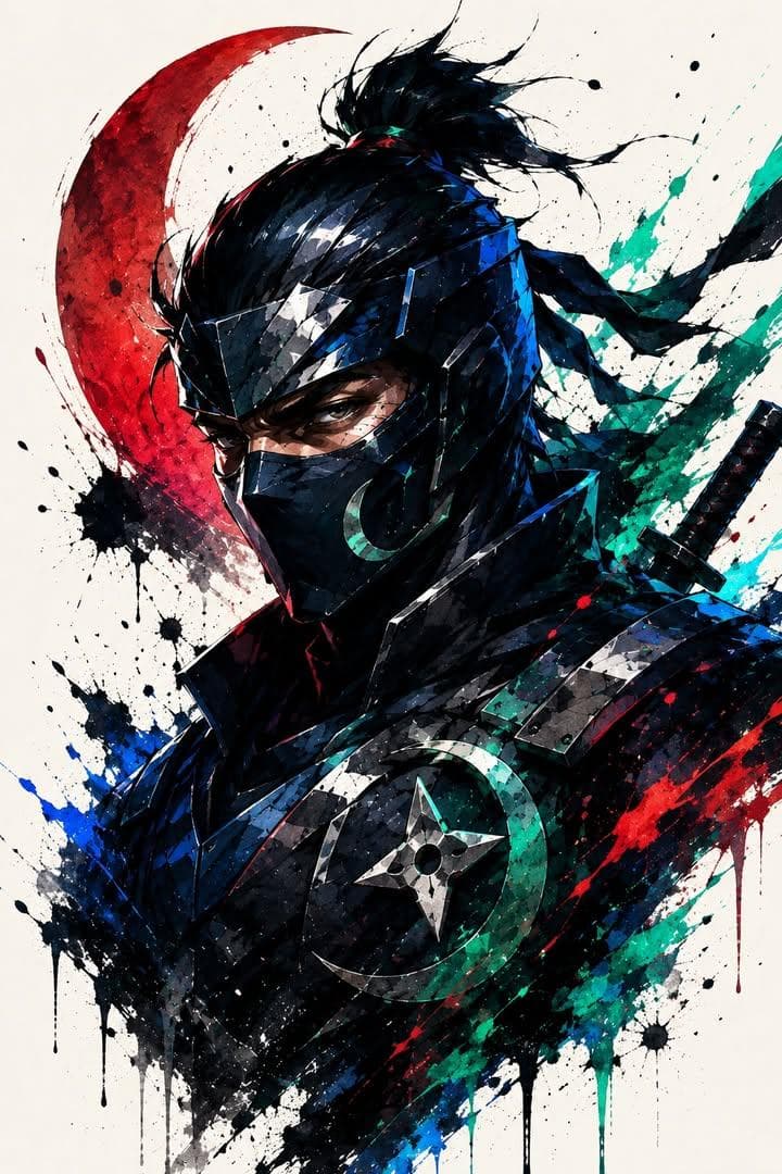 Samurai Warrior Watercolor Portrait preview image 2