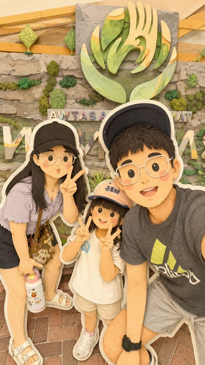 Kawaii Family Travel Paper-Cut Collage preview image 4