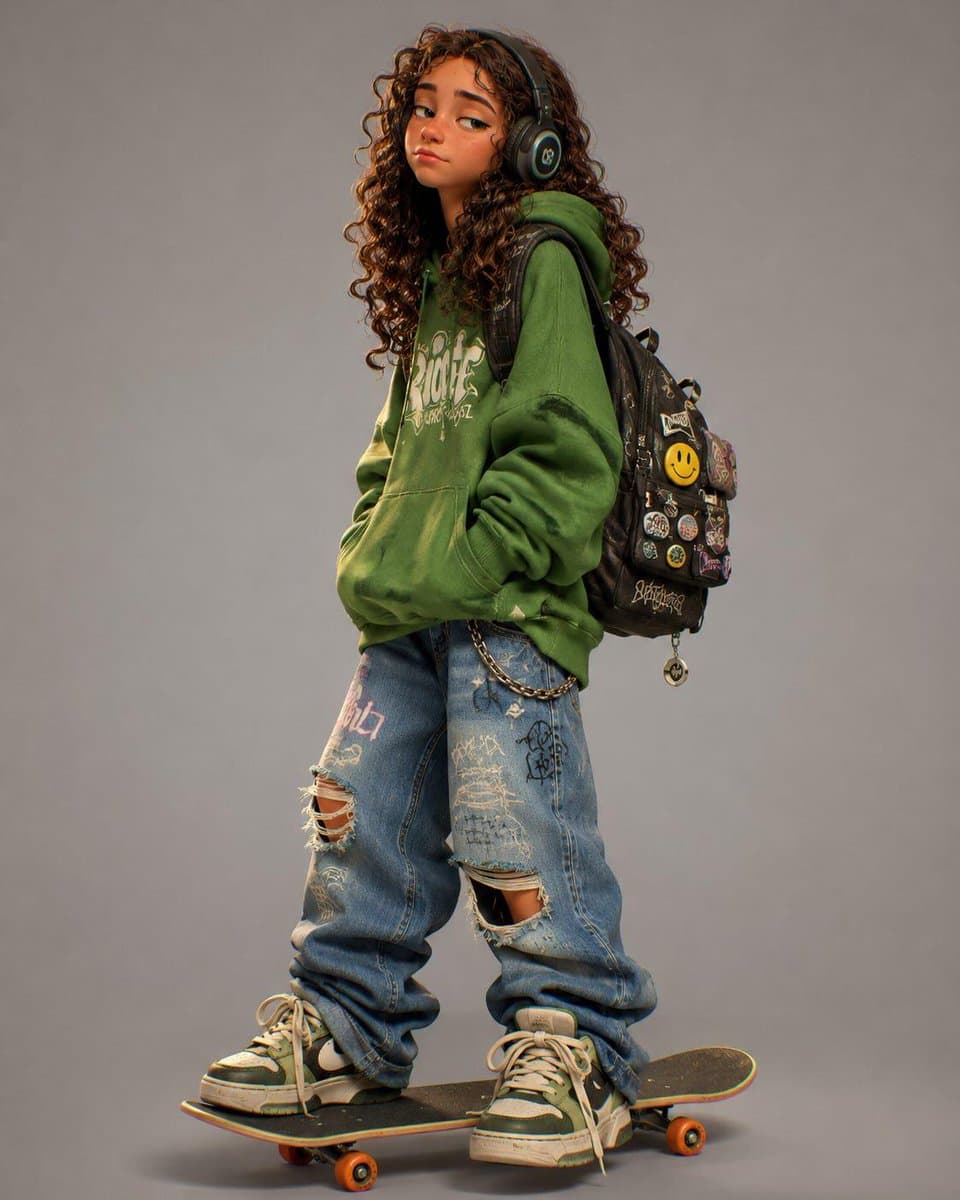 Stylized Urban 3D Skater Character preview image 2