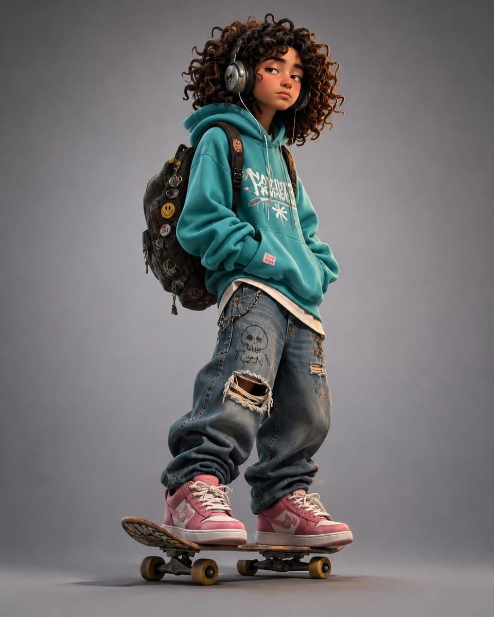 Stylized Urban 3D Skater Character preview image 3