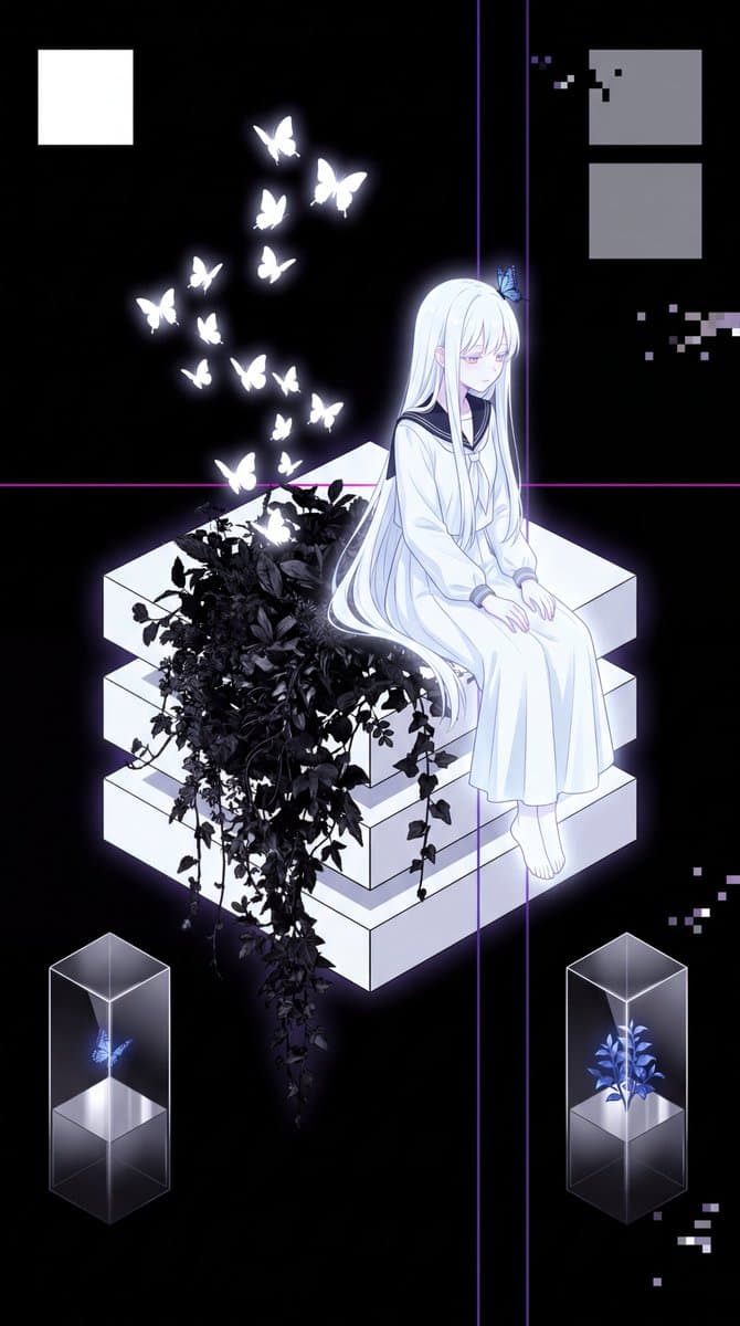 Glitch Aesthetic Anime Illustration preview image 1