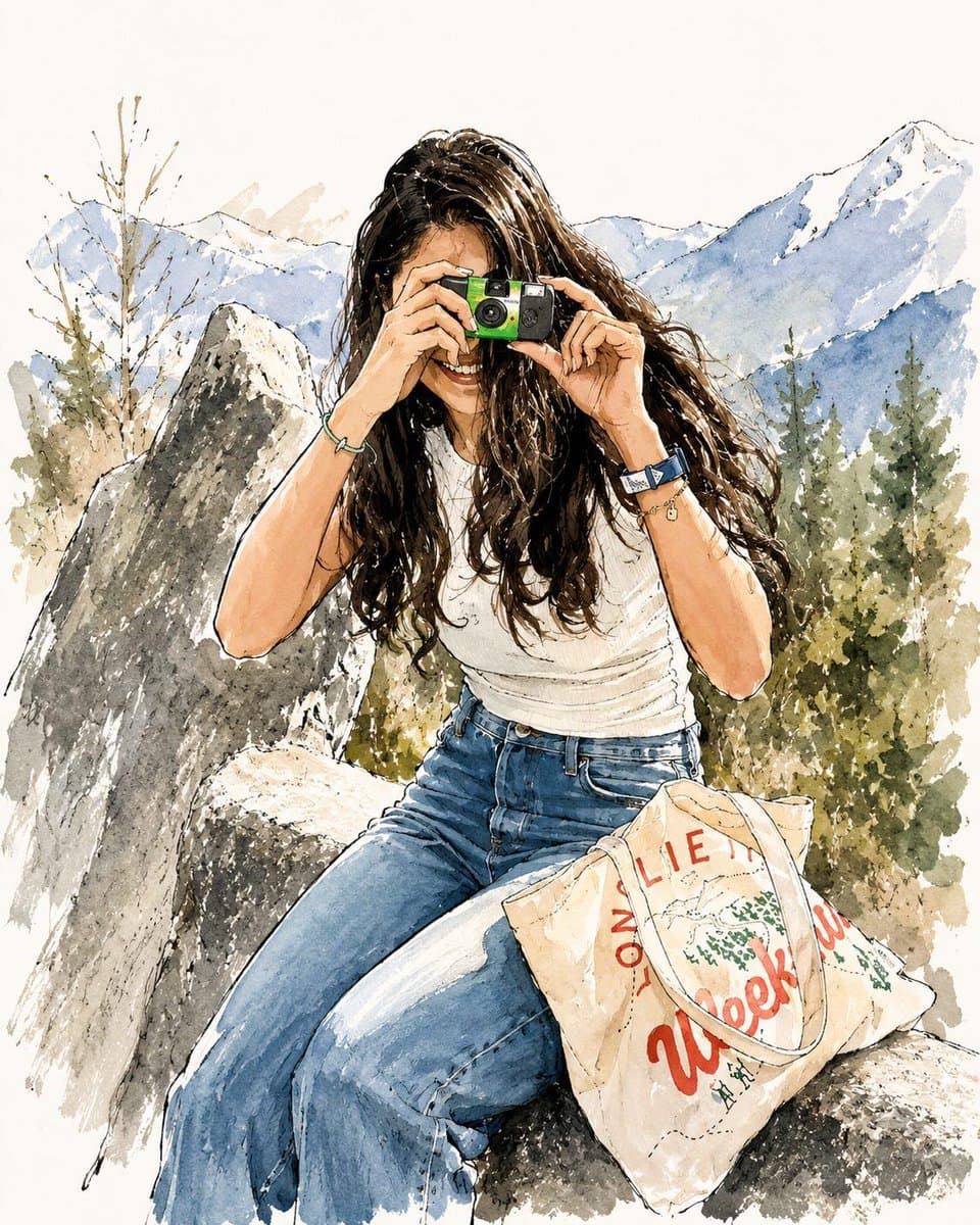 Watercolor Fashion Travel Illustration preview image 1