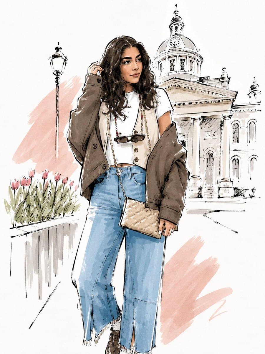Watercolor Fashion Travel Illustration preview image 2