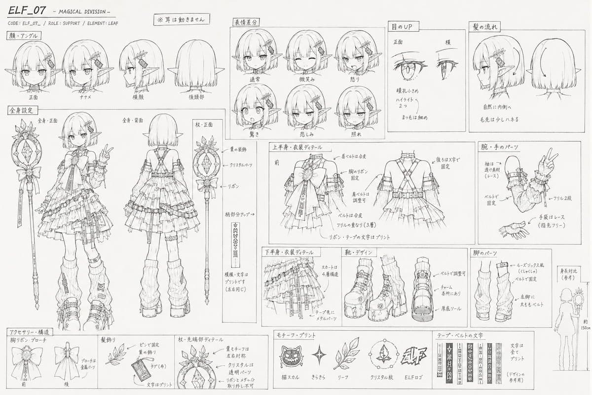 Professional Anime Character Line Art Sheet preview image 1