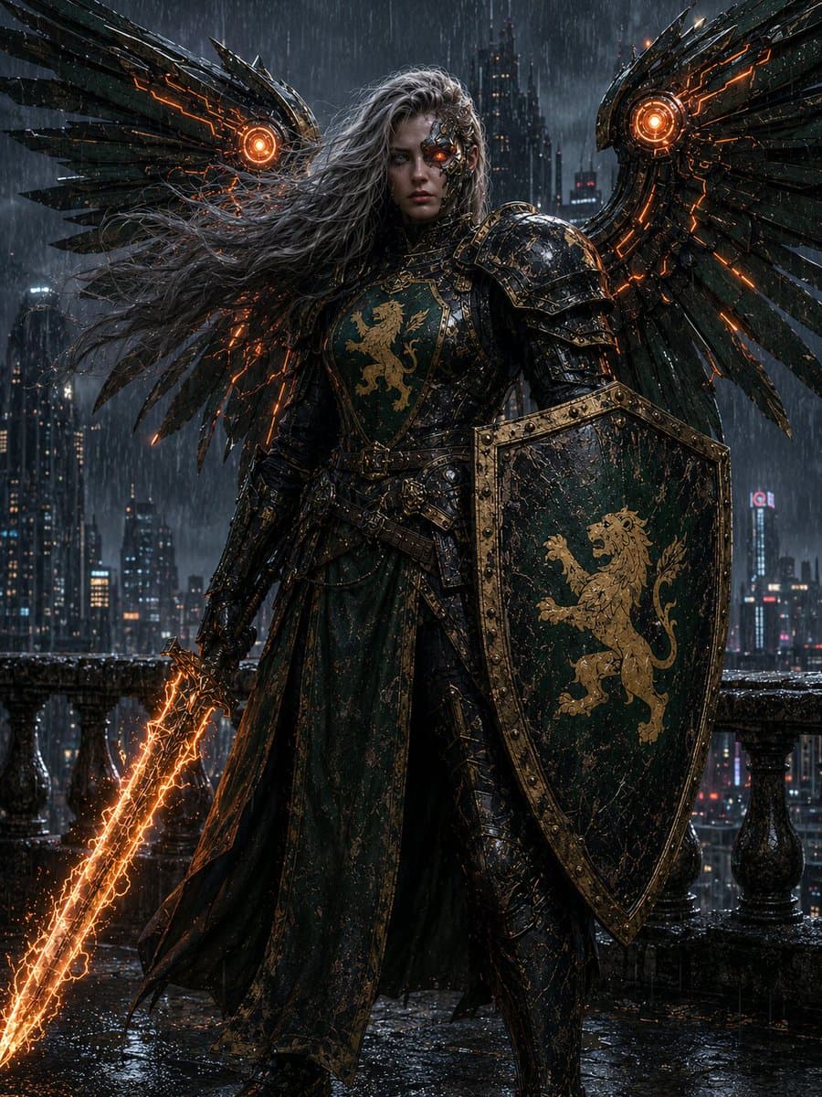 Cyberpunk Winged Lion Knight preview image 1